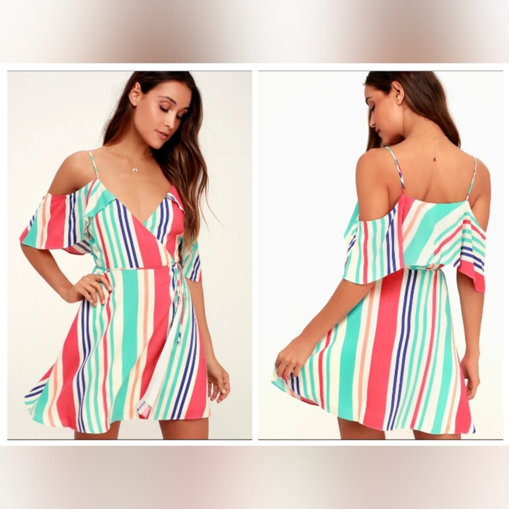 Lulu's Stripe Wrap Dress, Size M